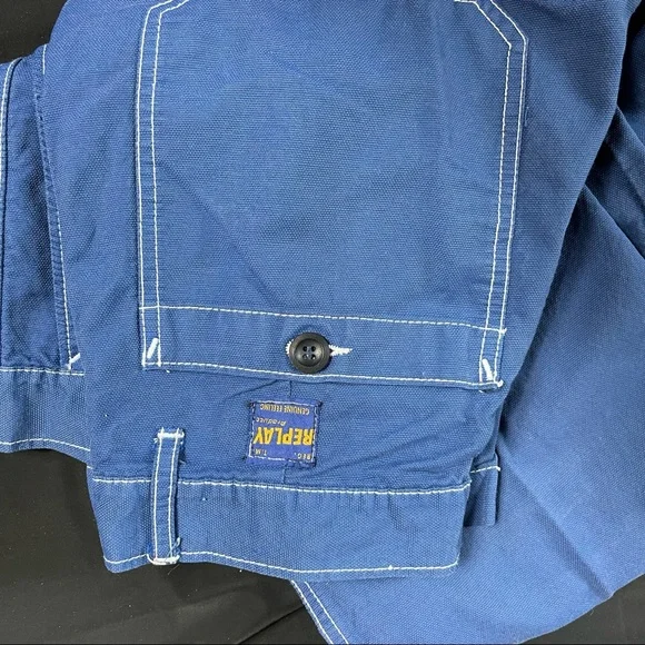 Vintage Y2k 90s Replay Blue Cargo Work Pants size 33 - Picture 12 of 14